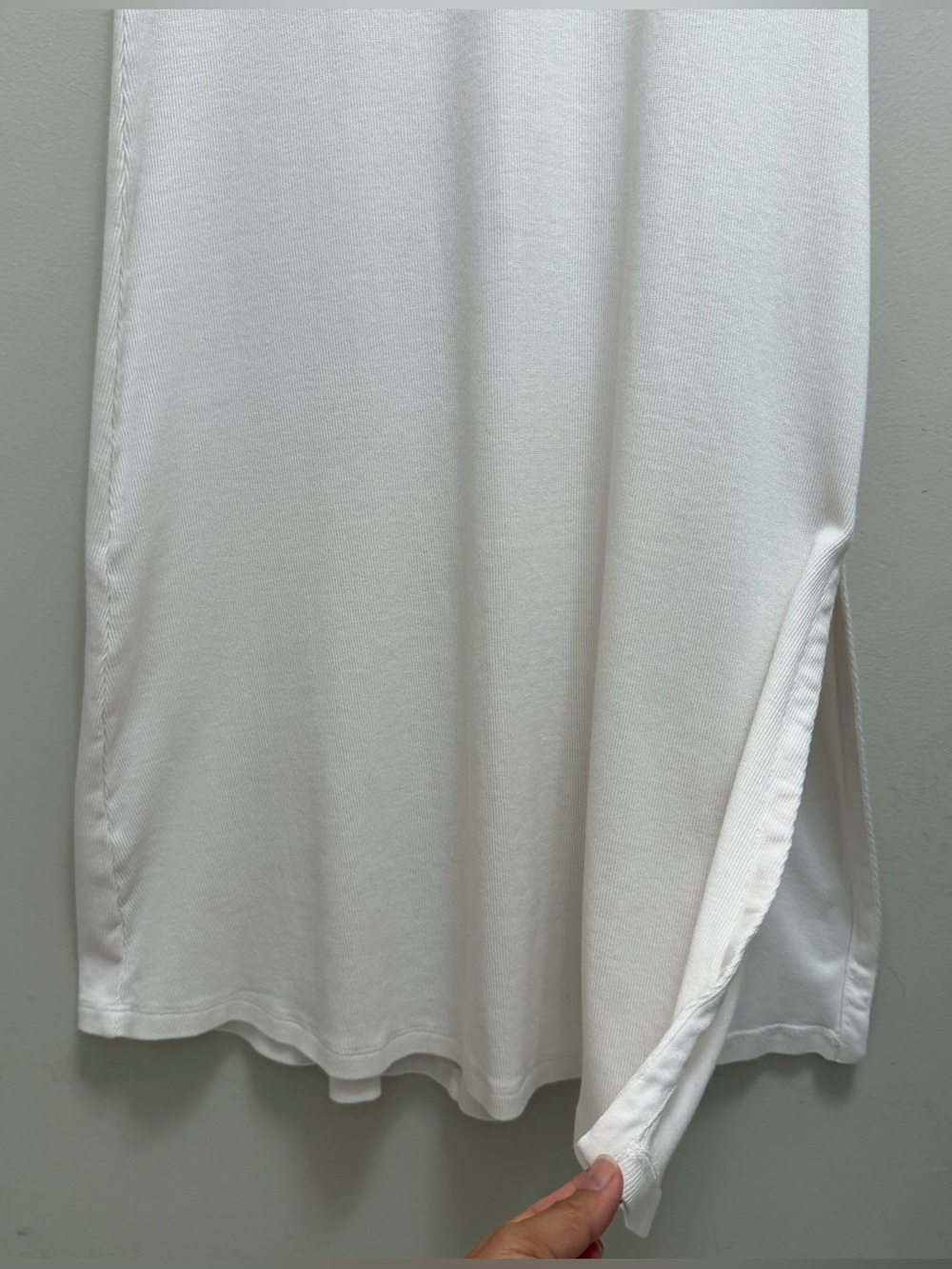 AYR The Moderne Ribbed Midi Maxi Dress Short Sleeve Crewneck Side Slit - Picture 8 of 12